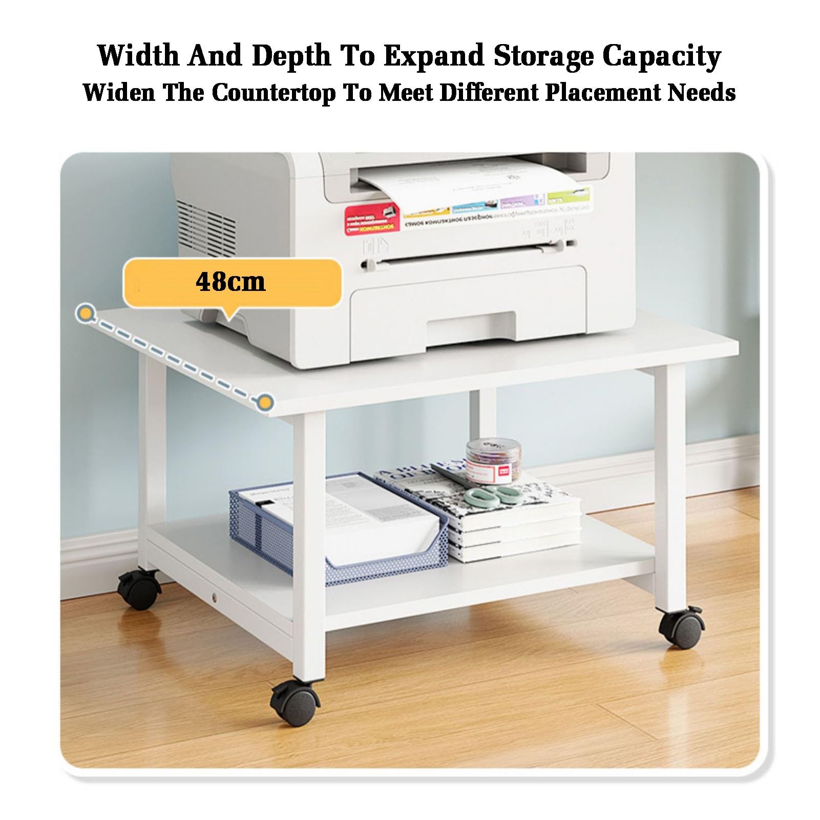 3-stufiger Druckerständer, AV-Medienschrankständer, Medienaufbewahrungsschrank, Mehrzweck-Home-Office-Organizer, Geeignet for Die Integration Zu Hause Und Im Büro (Color : Beige)