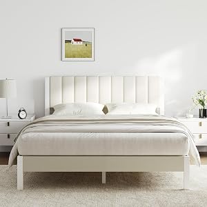 Novilla Full Bed Frame with Piano Keys Headboard and Footboard Metal Platform Bed Frames Full Size No Box