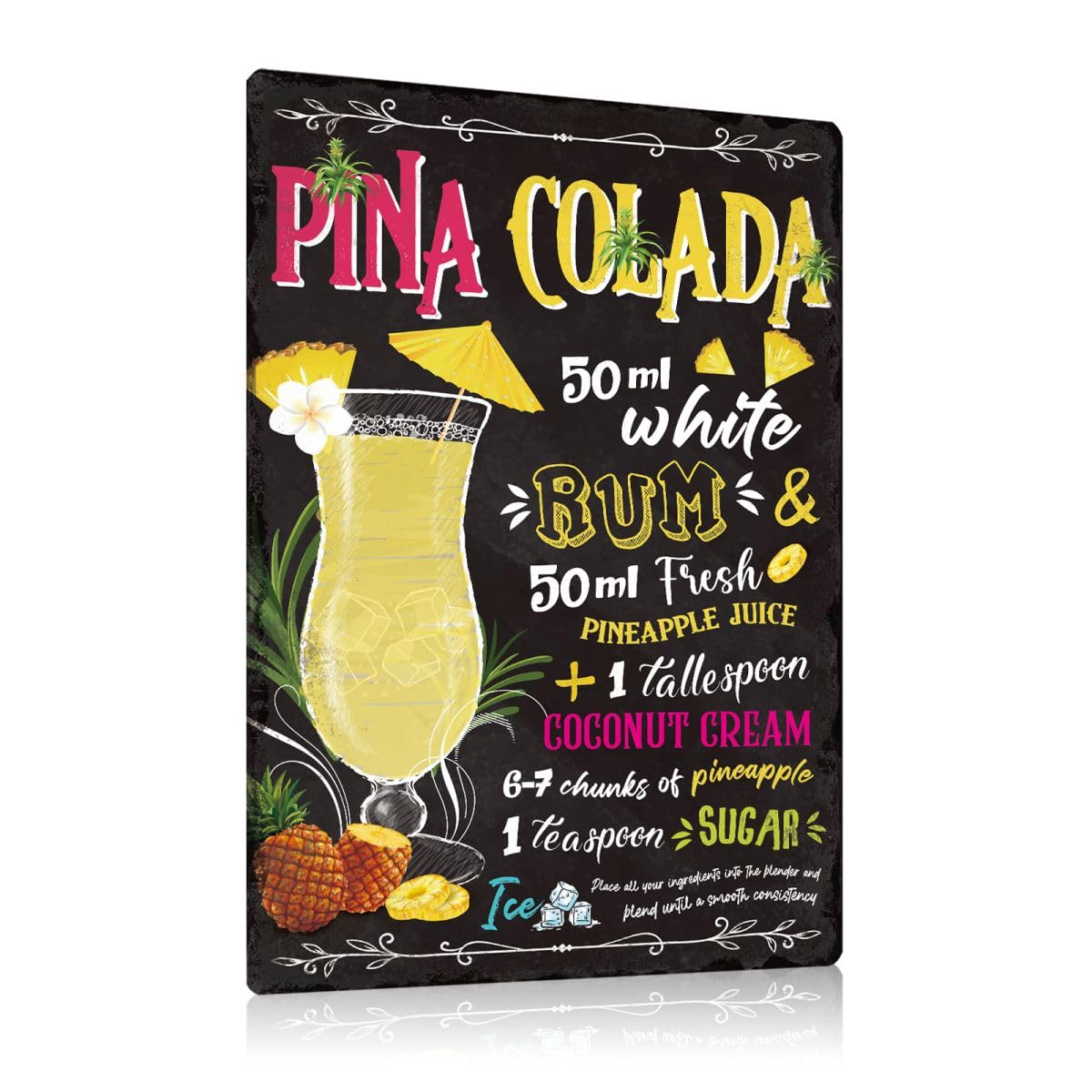 5 Targhe Metallo Vintage Per Cocktail | Decorazione Retro Per Bar, Pub, Ristorante | 20x30 Cm