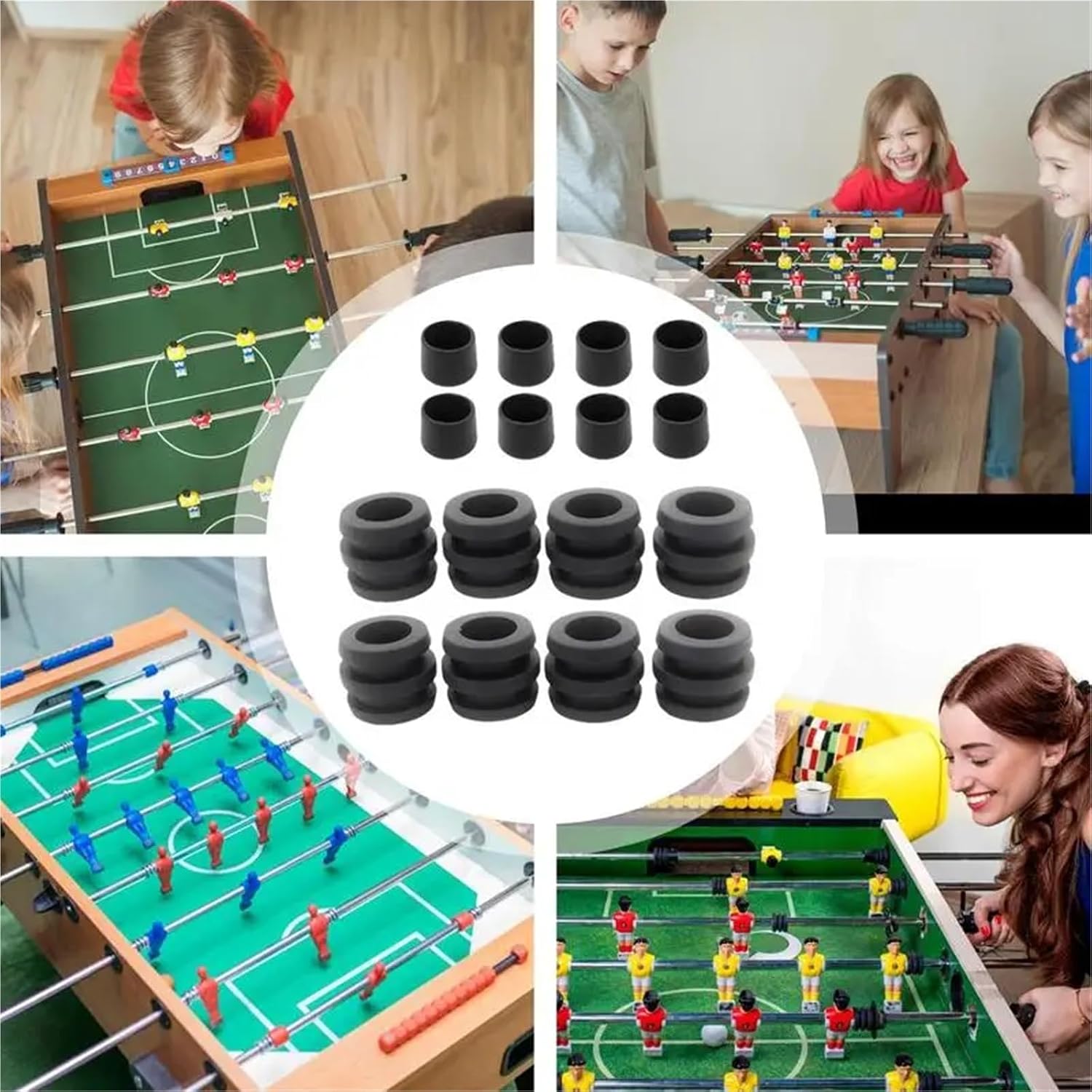 Foosball Table Rod End 60 Pcs Foosball Bushing Table Shafts Covers Parts Football Board Bearings Soft Rubber Bumper