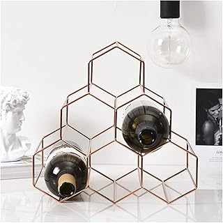 Stojak na wino Wino Whisky Wyświetlacz Półka Metalowa 6 Butelka Mount Kitchen Wine Bottle Holder Organizer dla miłośników wina (Color : Rose Gold)