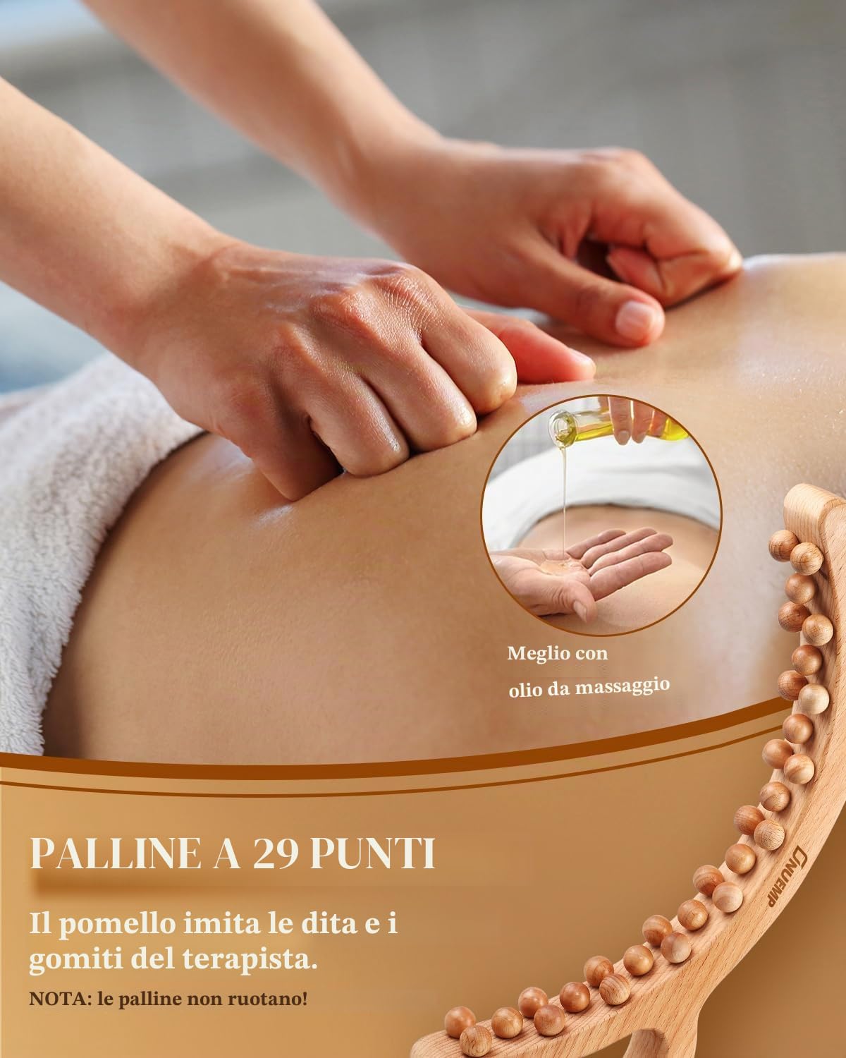 ONUEMP Strumenti per massaggi per terapia del legno, spazzola sottile per il corpo massaggiatore cellulite, kit per maderoterapia Colombiana per drenaggio linfatico, scolpire il corpo, rilascio