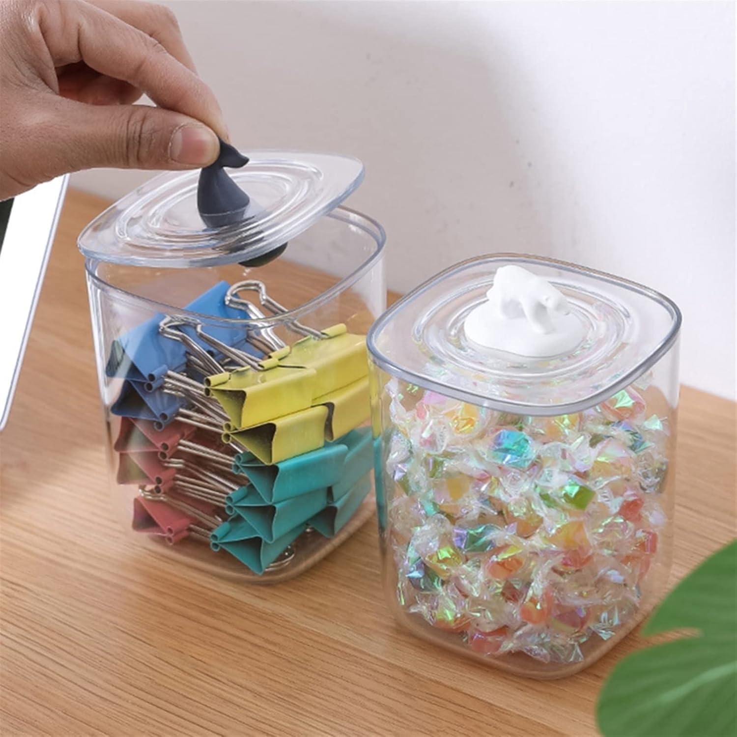 thalo Toothpick Dispenser 2PCS Table Toothpick Dispenser Home Living Room Cotton Pad Storage Box Cotton Swab Portable Transparent Acrylic Toothpick Holder Tooth Picks Container Case