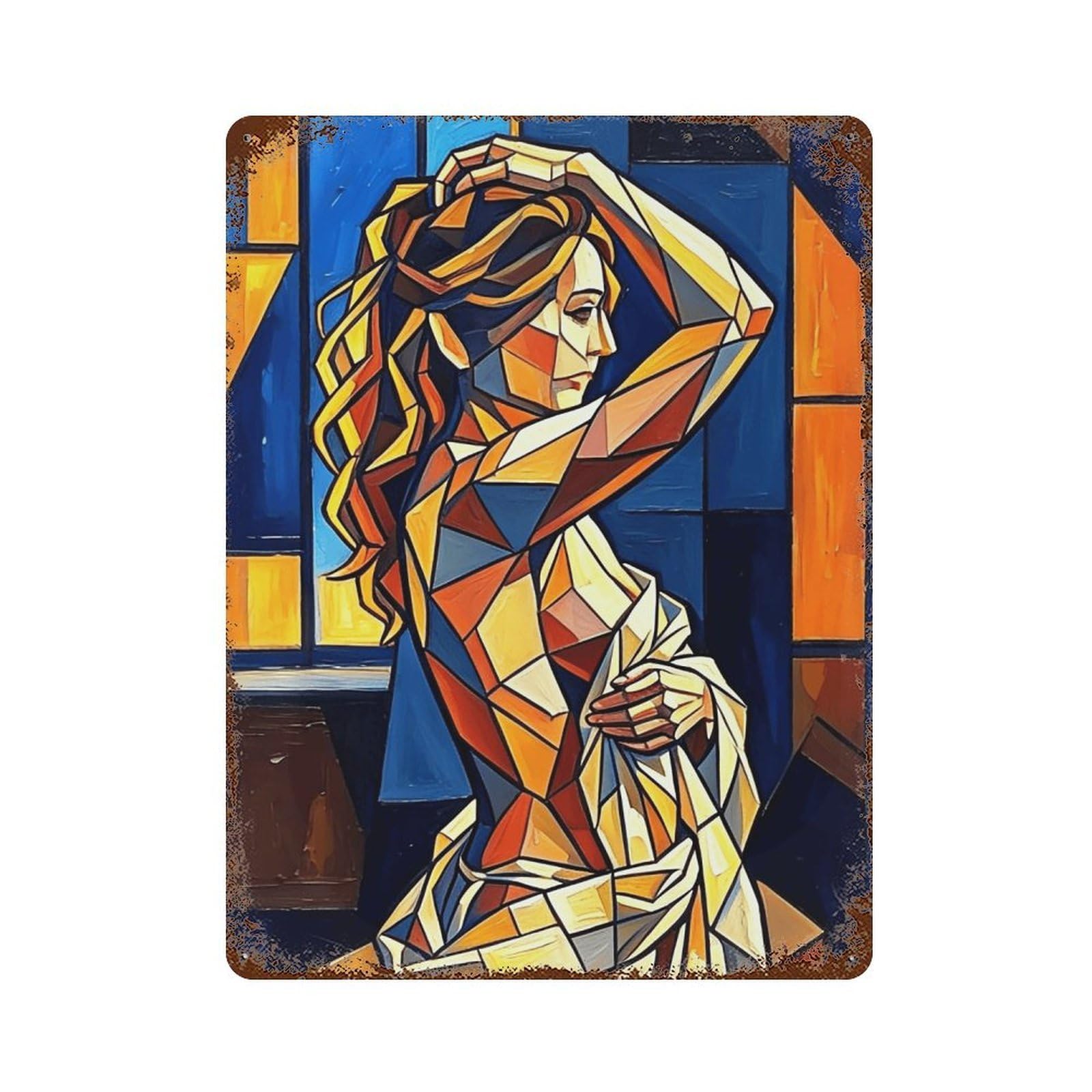 MGHTGRWE Cubist Bathing Lady (5) Poster Wall Art Iron Vintage Metal Tin Sign Modern Home Cofffee Club Art Bar Shop Decor 40x30cm