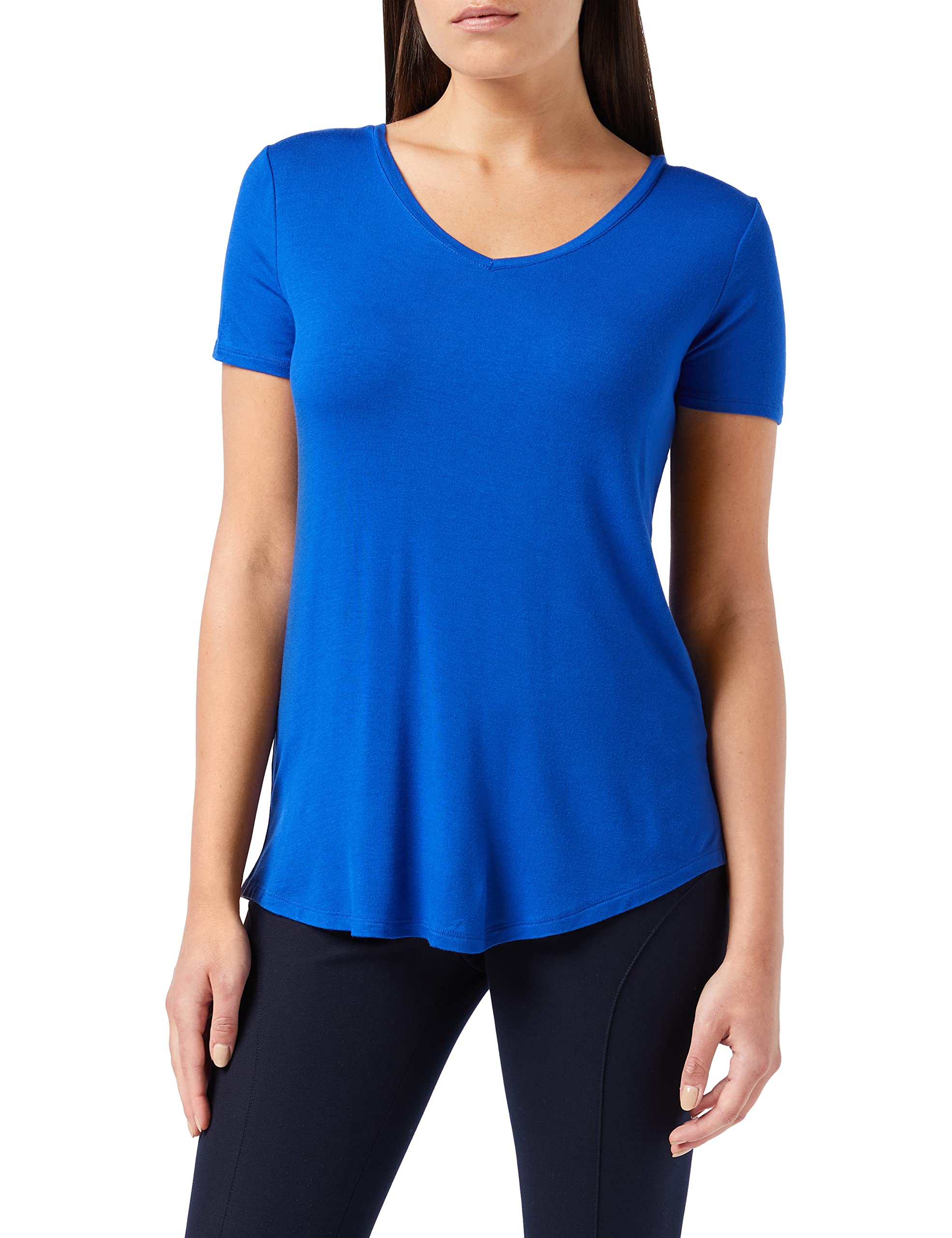 Amazon Essentials Women's Relaxed-Fit Short-Sleeved V-Neck Tunic (Available in Plus Size), Cobalt Blue, XS