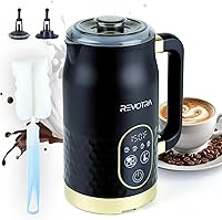 REVOTRA 4-in-1 Milk Frother with LED Touchscreen & Temp Display - Hot/Cold Foam, Adjustable 130-160°F for Latte, Cappuccino, Hot Chocolate