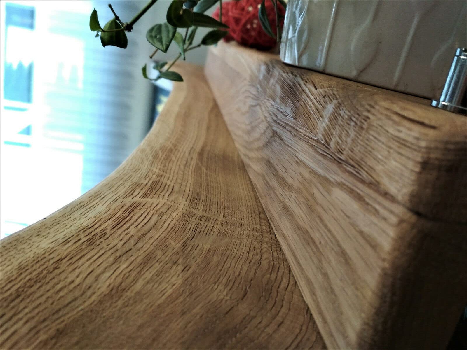 TESSA LED Esstischlampe Pendelleuchte Unikat Wildeiche Holz Hängelampe mit Baumkante Hängeleuchte Dimmbar ohne Dimmer Led Austauschbar Eiche geölt Massiv mit Baumkante (100 cm /4 Spots)