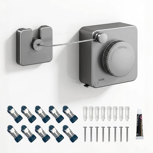Corde à linge rétractable pour intérieur et extérieur, 5,…