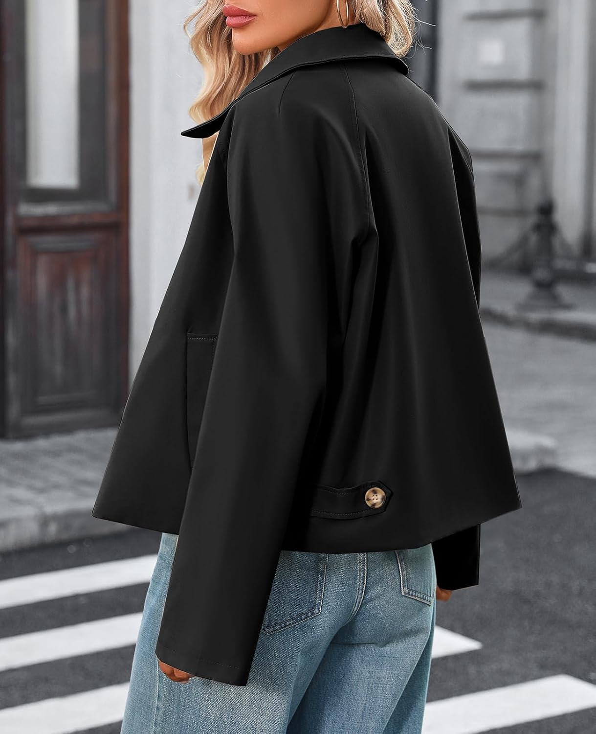 Womens Cropped Trench Coat Spring Fashion 2026 Winter Jackets Lightweight Outfit Single Breasted Trendy Outwear - Image 2