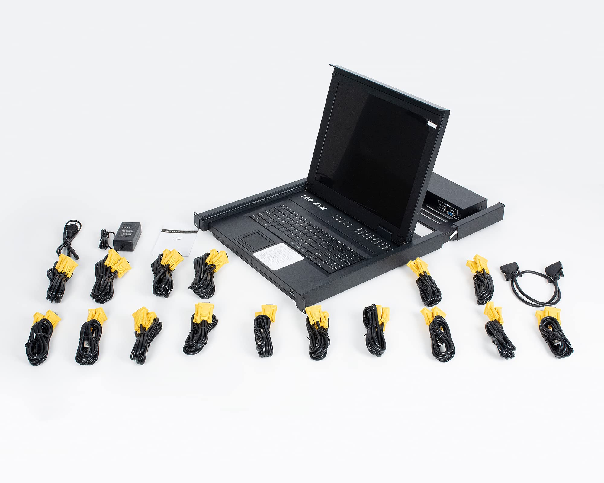 MT-VIKI Rackmount Commutateur KVM VGA Console Drawer avec moniteur 17" Commutateur KVM USB 16 ports Console avec écran LCD 17" Touchpad Rails Hotkey OSD DVI Câble