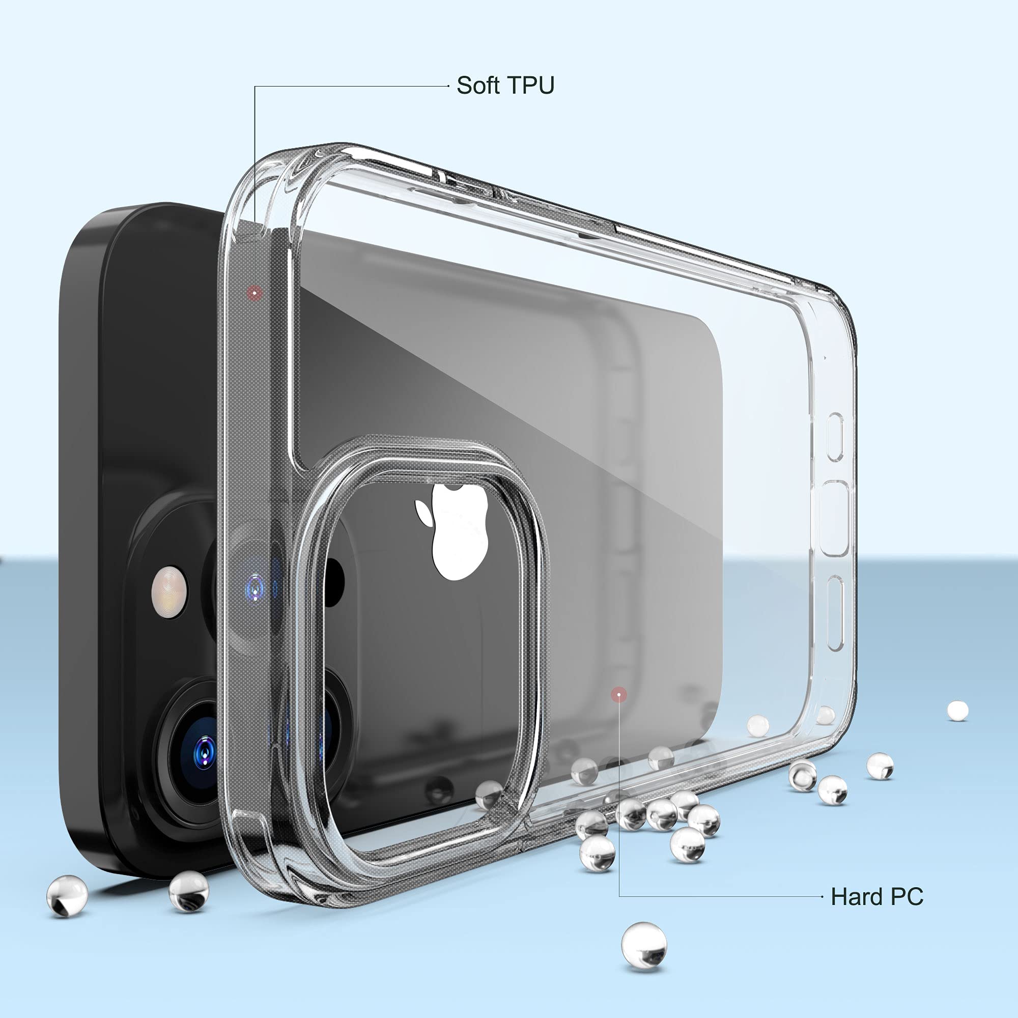 ULAK Cover per iPhone 14 Pro Max Trasparente, Antiurto Resistente Rigida 3 in 1 Custodia Compatibile con iPhone 14 Max Pro 6.7 Pollici 2022, Nera