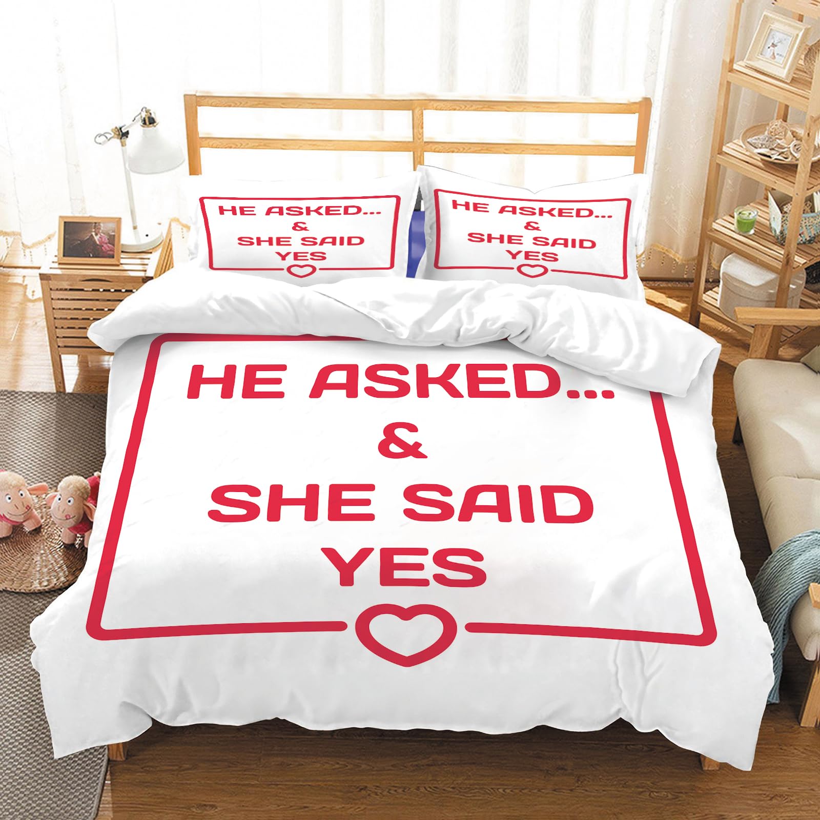 Ensemble de literie romantique en microfibres 200x228cm célébrant l'amour unique