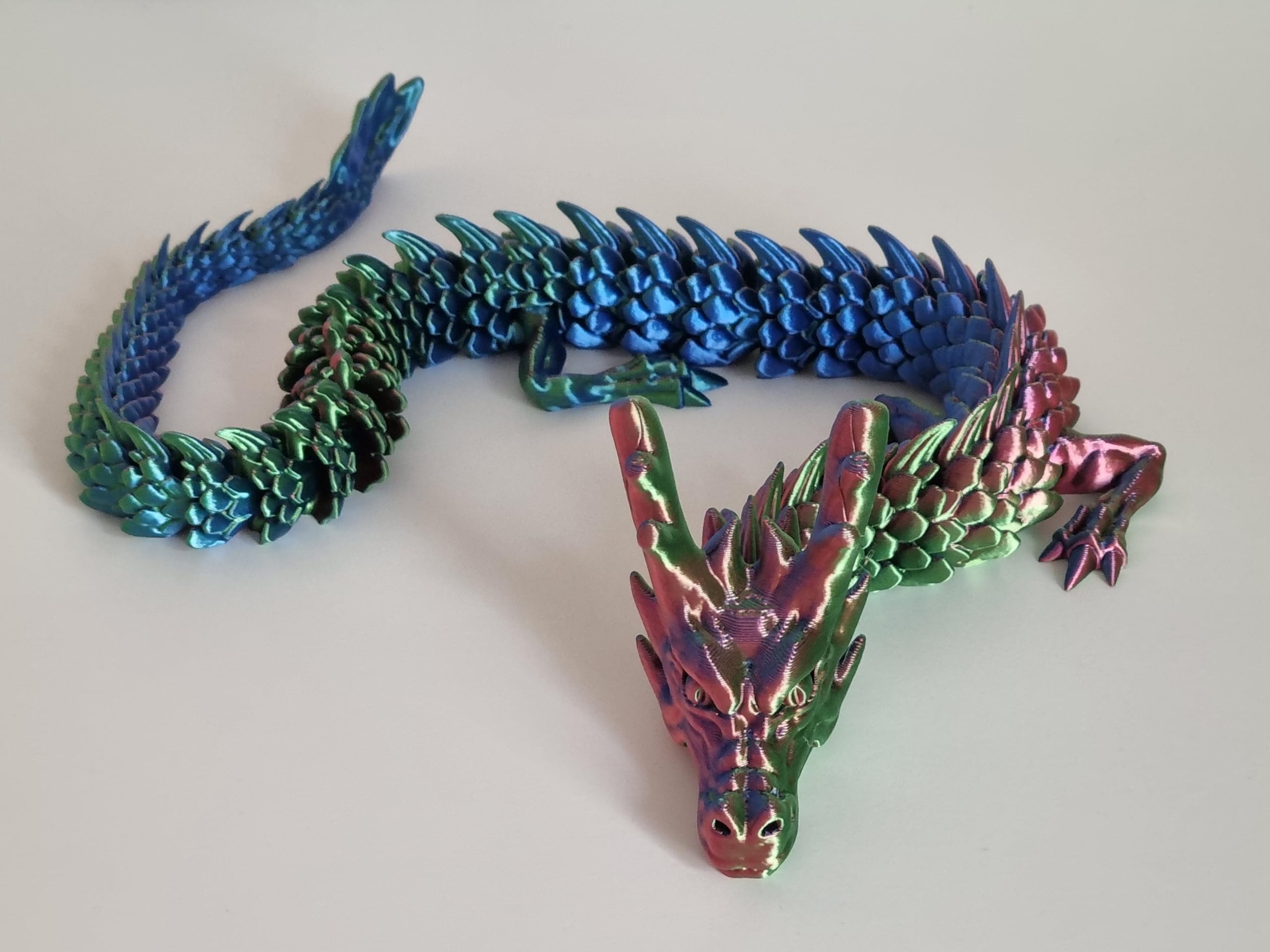 3D Dragon 23" Large Articulated Tricolour 60cm Long Crystal Dragon Fidget Toy Gift (23.6" (60cm))