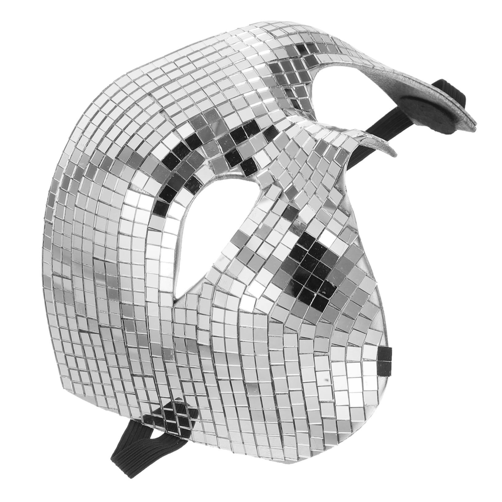 Accessoire costume halloween adulte : demi-visage disco argenté chic