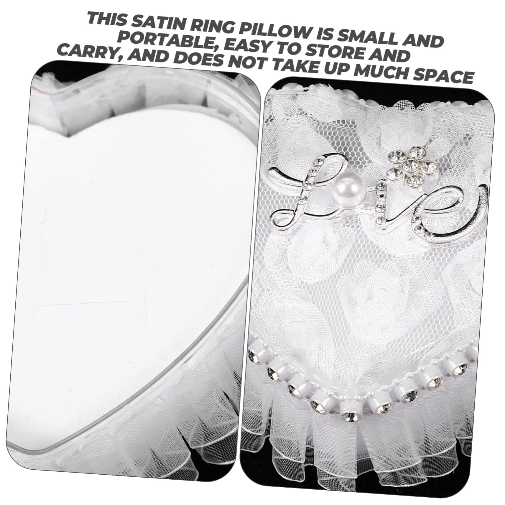 Abaodam 5pezzi Cuscino Portafedi Cuore Con Pizzo Elegante Per Matrimonio Porta Anelli Raso Con Manico Decorazione Nuziale Romantica Accessorio Per Cerimonia Di Fidanzamento