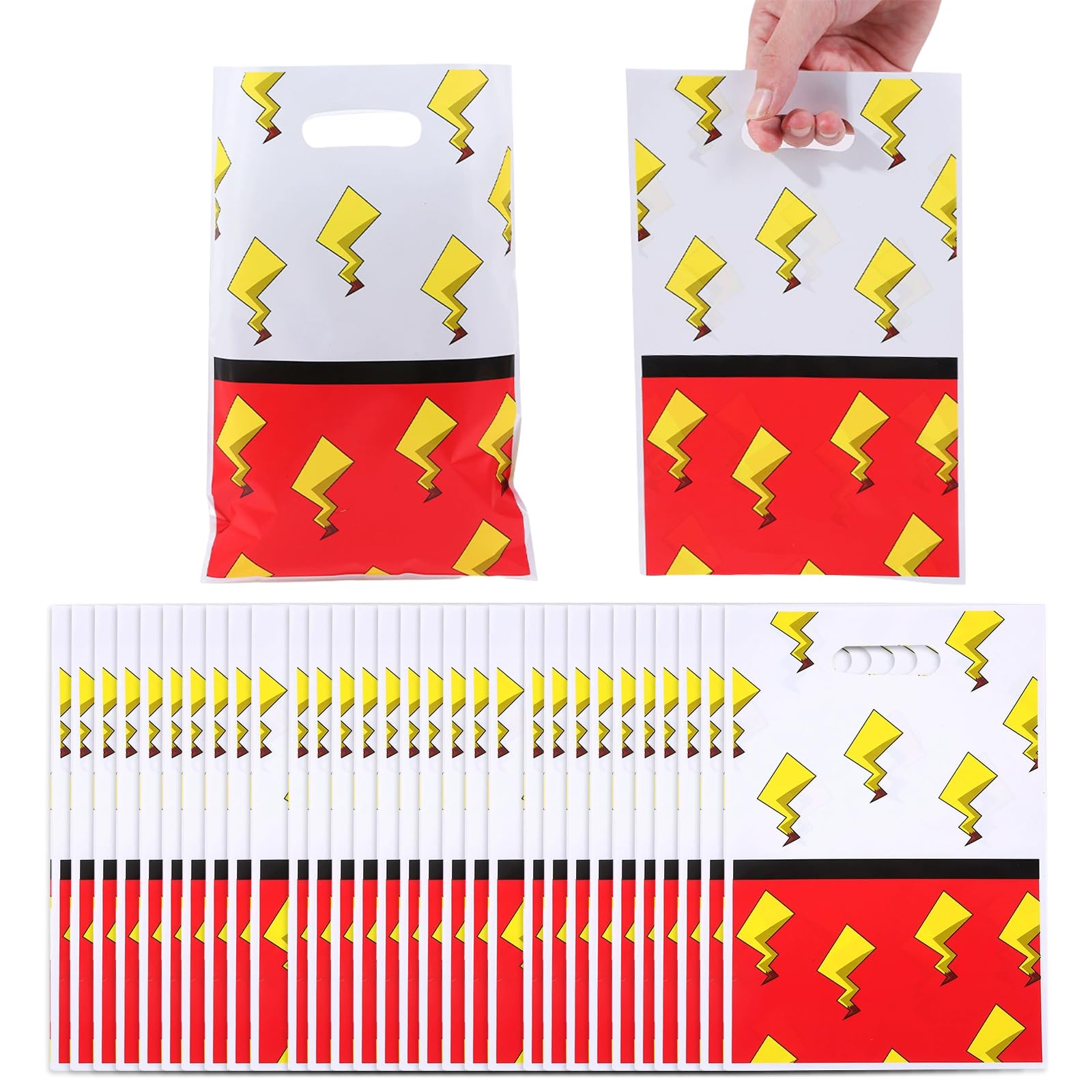 30pcs Party Bags, Red and White Gift Bags for Small Items and Candies, Party Bags for Birthday and Holiday Celebrations