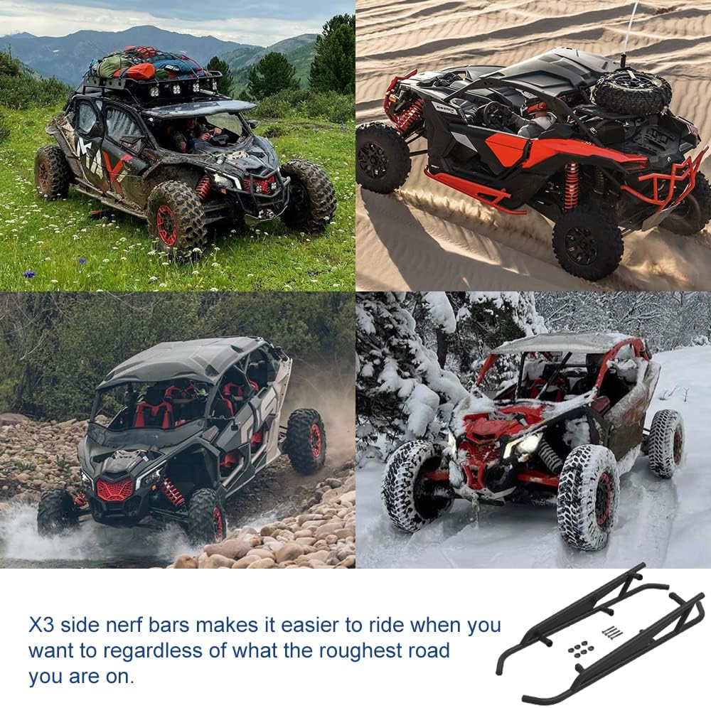 ELITEWILL X3 Rock Sliders Nerf Bars Kit OEM Style 2-Doors Tree Kickers Compatible with Can Am Maverick X3 / Turbo/R 2017-2024 Replaces OEM #715003438 and OEM #715002963 - Matte Black