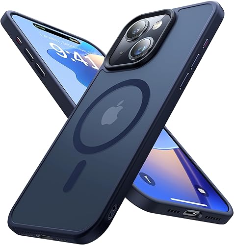 Funda magnética fuerte para iPhone 15 compatible con MagSafe probada contra caídas de grado militar a prueba de golpes, delgada, translúcida mate,