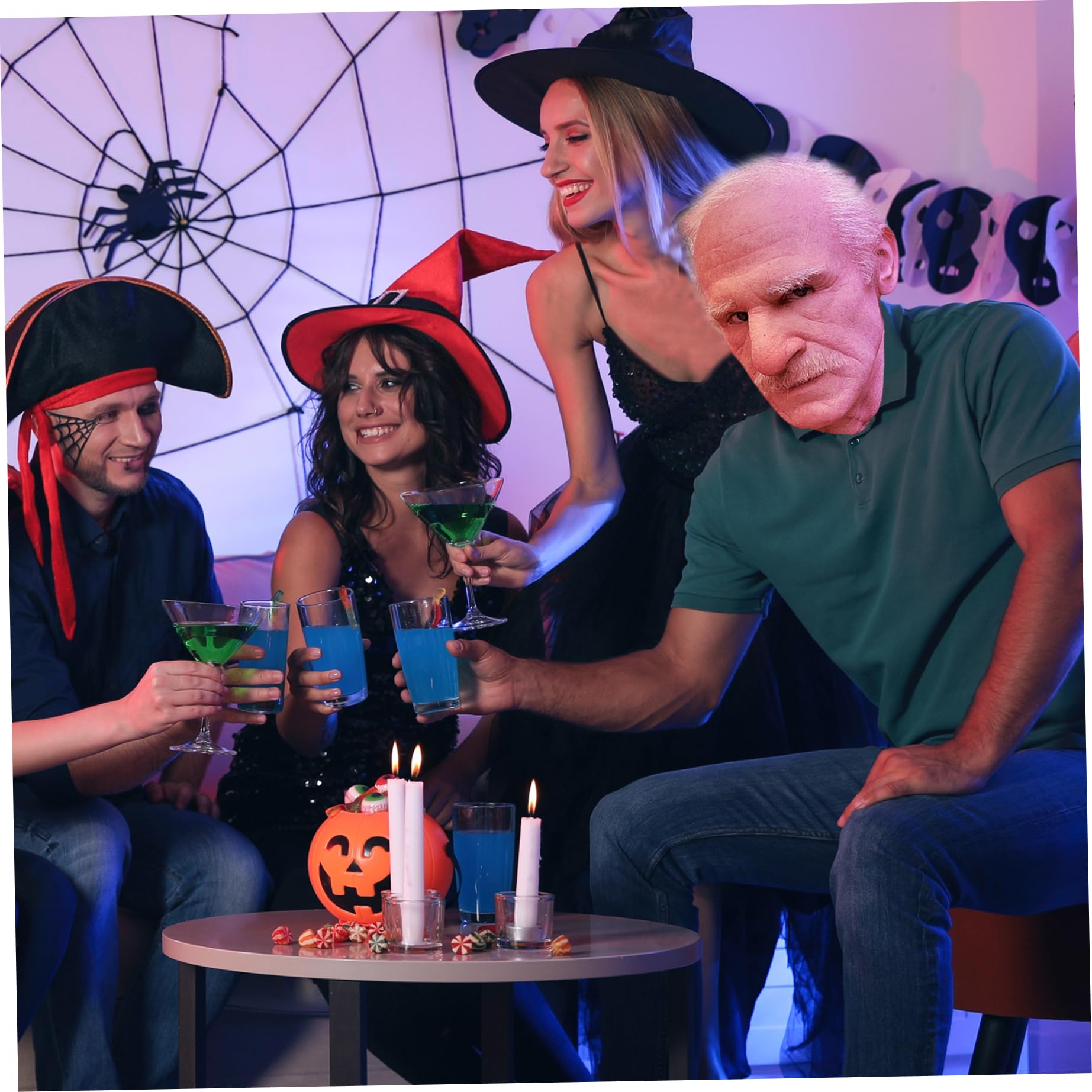 Masque Vieil Homme Réaliste Halloween - Latex - Ajustable - Pour Déguisement Adulte, Soirée, Théâtre, Carnaval - Détails Cheveux Blancs, Rides