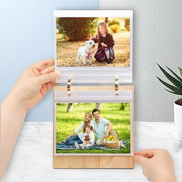 ZEEYUAN 4x6 Deskop Photo Album 4x6 Flip Photo Album on Stand with 60 Photo Pockets