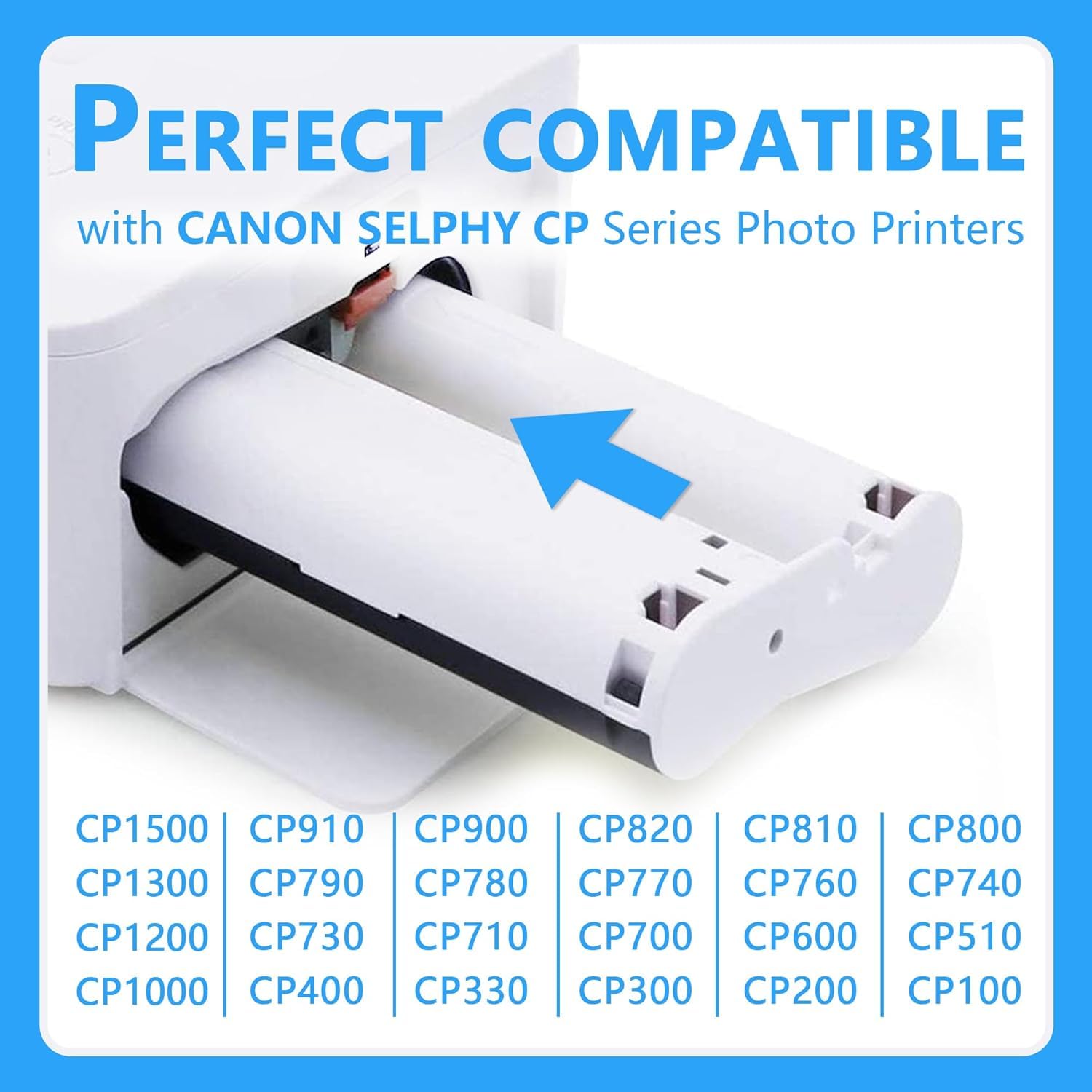 Compatible para Canon CP1500 CP1300 KP-108IN 3115B001 (AA) Papel y Tinta, Compatible con Canon Selphy CP1500 CP1300 CP1200 CP1000 CP910 CP820, 3 Cartuchos y 108 Hojas Papel fotográfico (100x148mm)