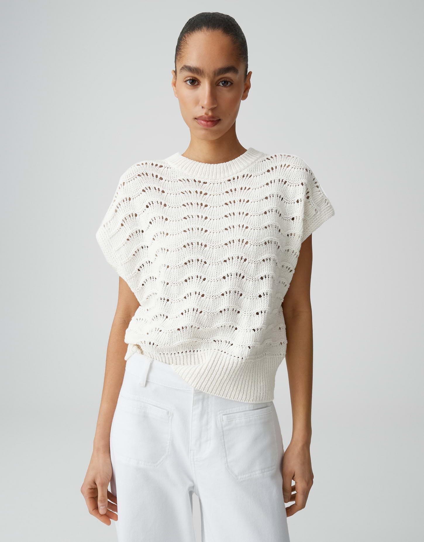 OPUS Damen Pullover | Sommerliches Stricktop im Ajourstrick Regular Fit