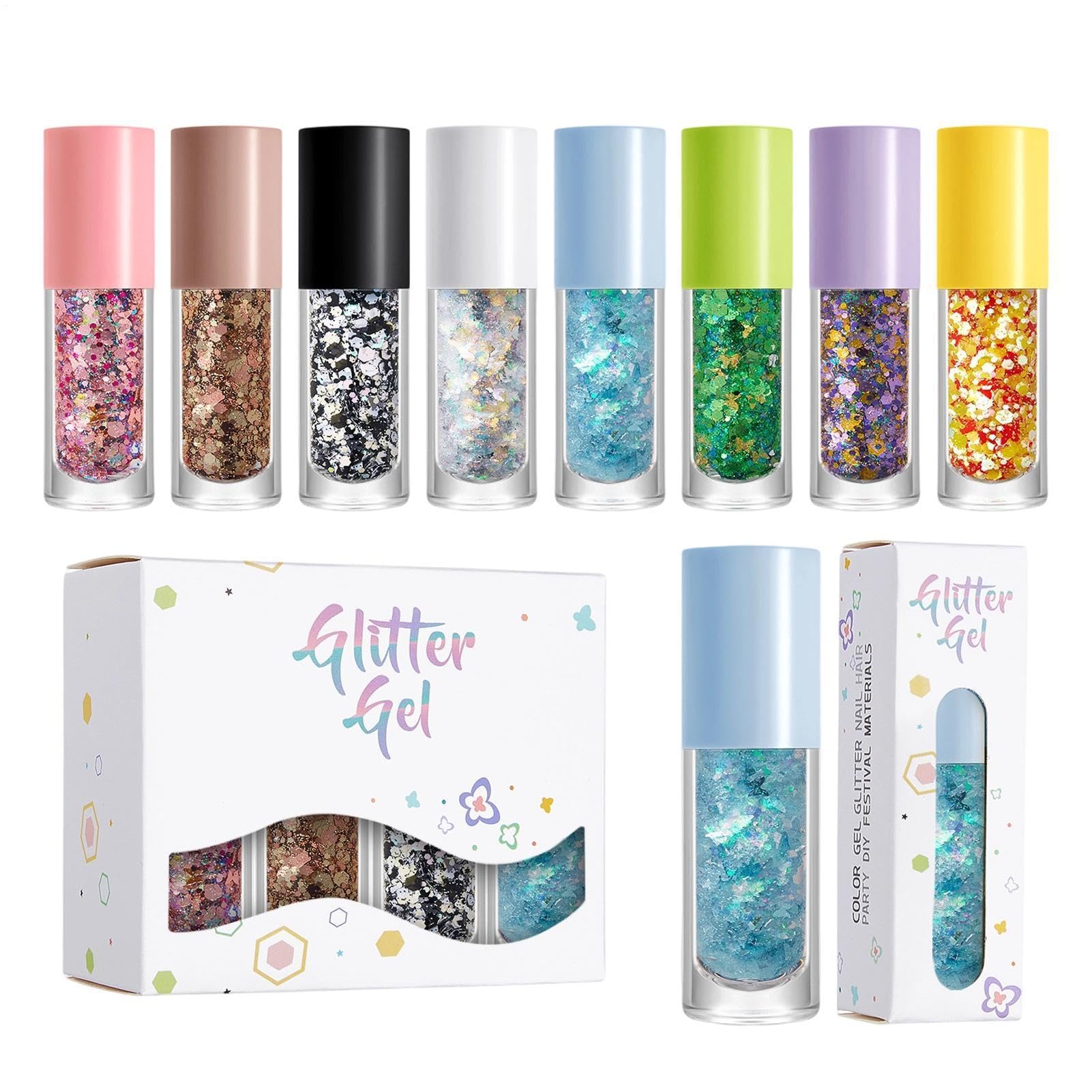 Gel Glitter Per Il Viso Effetto Scintillante Di Lunga Durata | Gel Glitter Per Viso E Corpo Per Feste, Festival, Concerti, Parate, Partite Di Calcio, Compleanni, Bambini, Ragazze E Donne