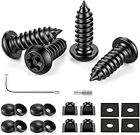 Vista 16 de LivTee Tornillos inoxidables para placa, marcos y cubiertas de en automóviles y camiones, juego de 4 pernos con montaje autorroscantes de acero