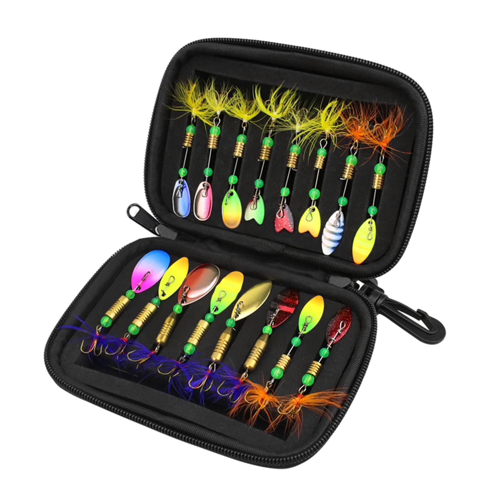 INEOUT Ensemble d'appâts en métal cuillères de pêche leurres Truite Basse coulée Spinner appâts de pêche avec Sac de Rangement étui Accessoires