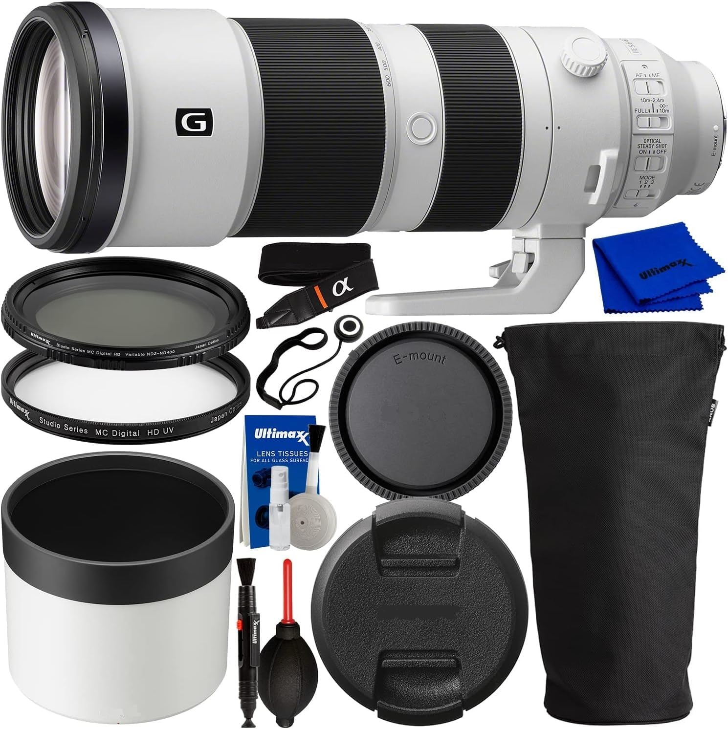 FE 200-600mm f/5.6-6.3 G OSS Lens Compatible with Sony Cameras - Variable Neutral Density Filter, Ultraviolet Filter, Lens Cap Keeper, Air Pump/Dust Blower & Deluxe Maintenance Kit