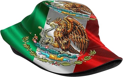 Miniatura 2 de Sombrero de México, sombrero de pescador con bandera mexicana, plegable, para viajes, playa, sombrero de sol de ala ancha, gorras de pescador para