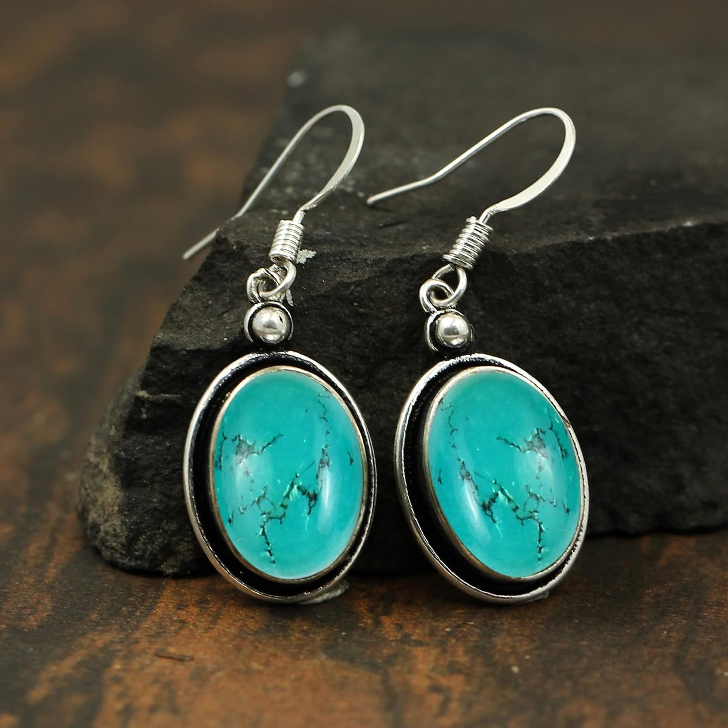 Natural Gemstones Dangle Earrings for Women – 925 Silver Plated Oval Shape Drop Earrings – Lightweight and Comfortable Handmade Fashion Jewelry – Gift for Birthdays, Daily Wear or Special Occasions - Image 6