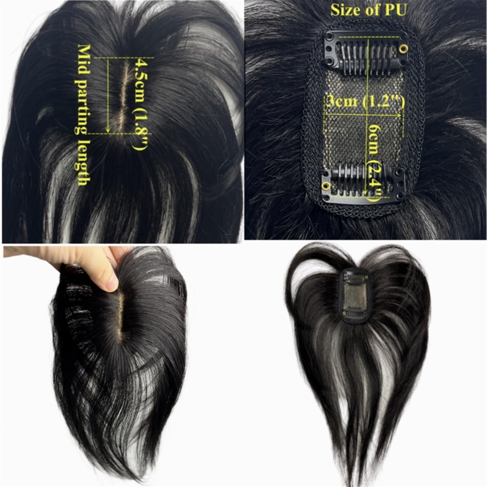 Flequillo Flequillo de Cabello Humano Natural for Mujer, Flequillo Lateral, Parte Media 3D, Extensiones con Clip, postizos Invisibles Flequillo Postizo(Dark Brown)