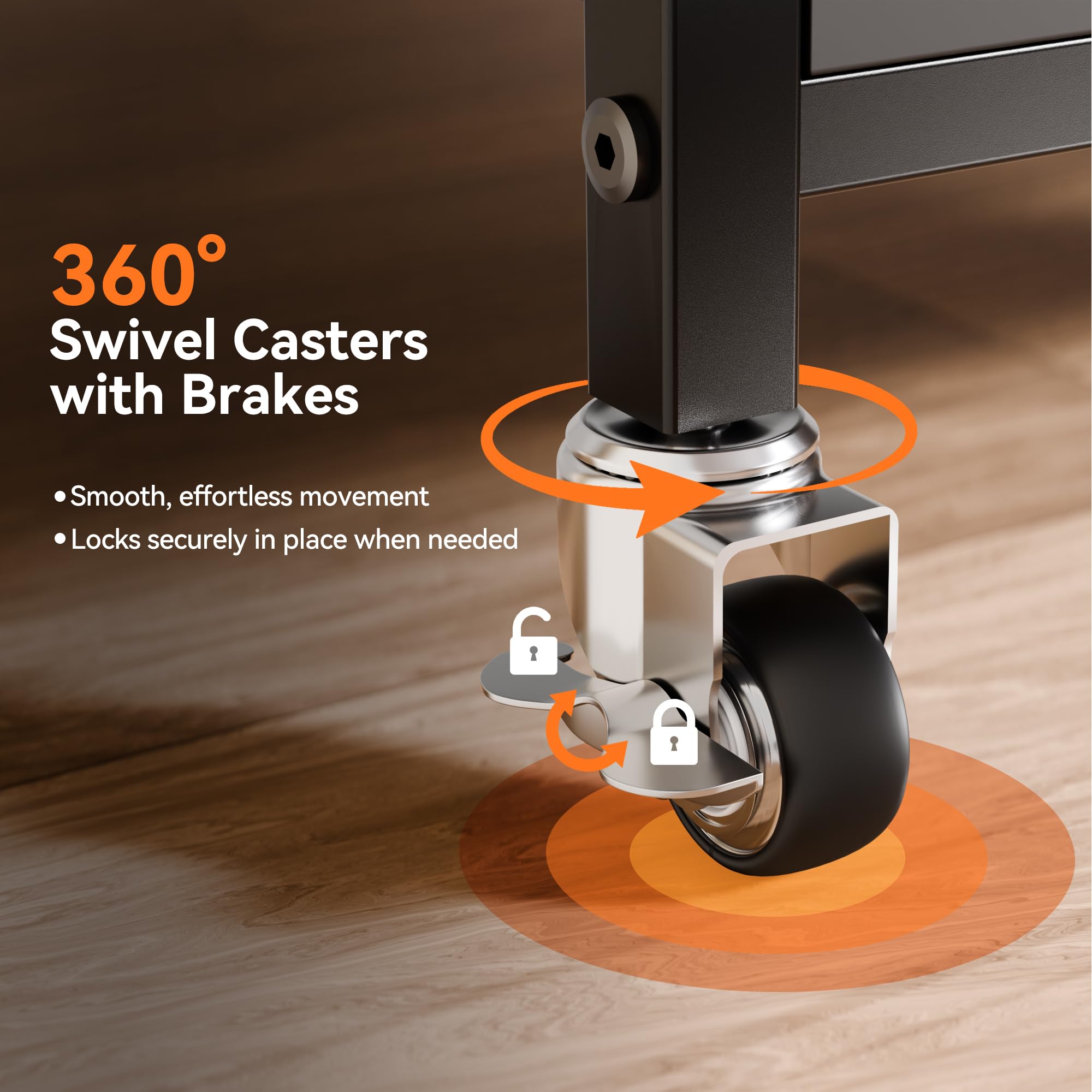 niffgaff Soporte para impresora con ruedas bloqueables, carrito de impresora rodante de 2 niveles con estante de almacenamiento, mesa compacta de madera y metal para oficina en casa, negro, 20.1 x