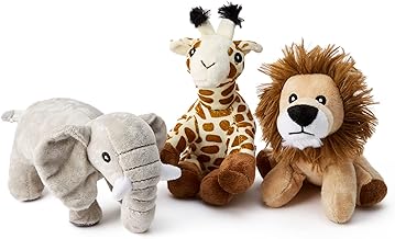 Zappi Co Juego Triple de Elefante, Jirafa, león Suave de Peluche de Safari, Selva, Animal de Peluche (5-6 Pulgadas, 12-15 cm), Ideal para recién Nacido, Primer cumpleaños