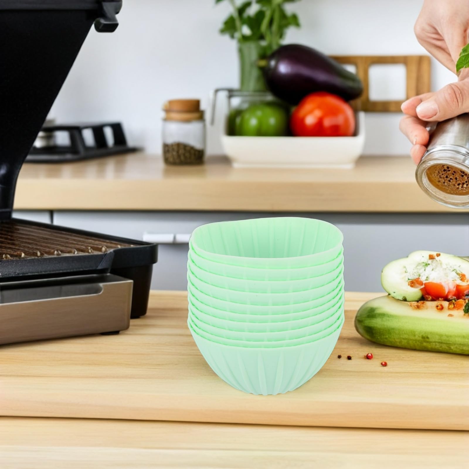 10 Pezzi Cesto per Lievitazione Pane in Silicone Verde