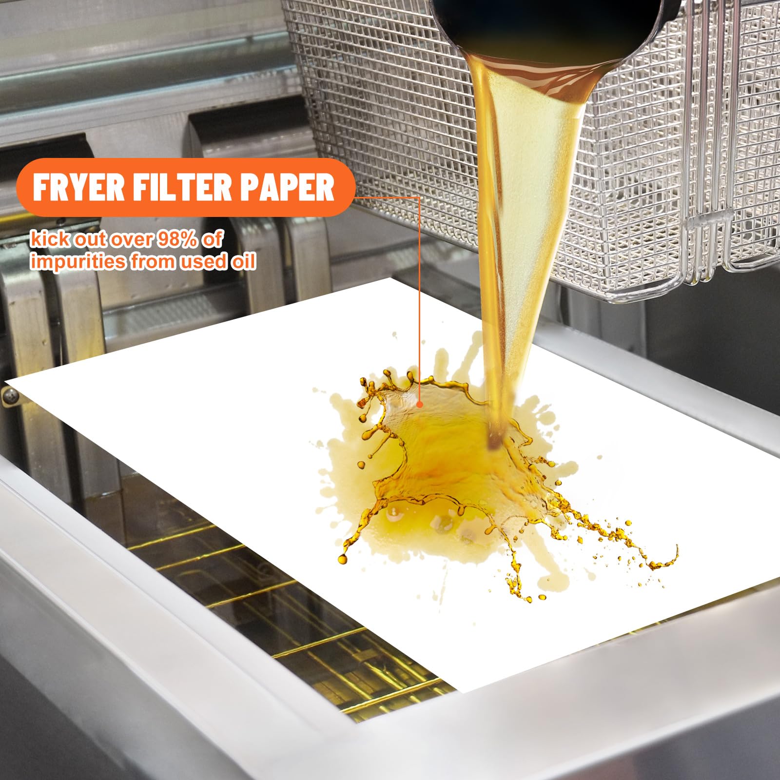 Remagr Fritteusen-Filterpapier, 49,5 x 69,5 cm, Fritteusen-Filterblätter für Restaurant, Lebensmittel, LKW, Lebensmittelständer, Ölfiltration, 100 Stück