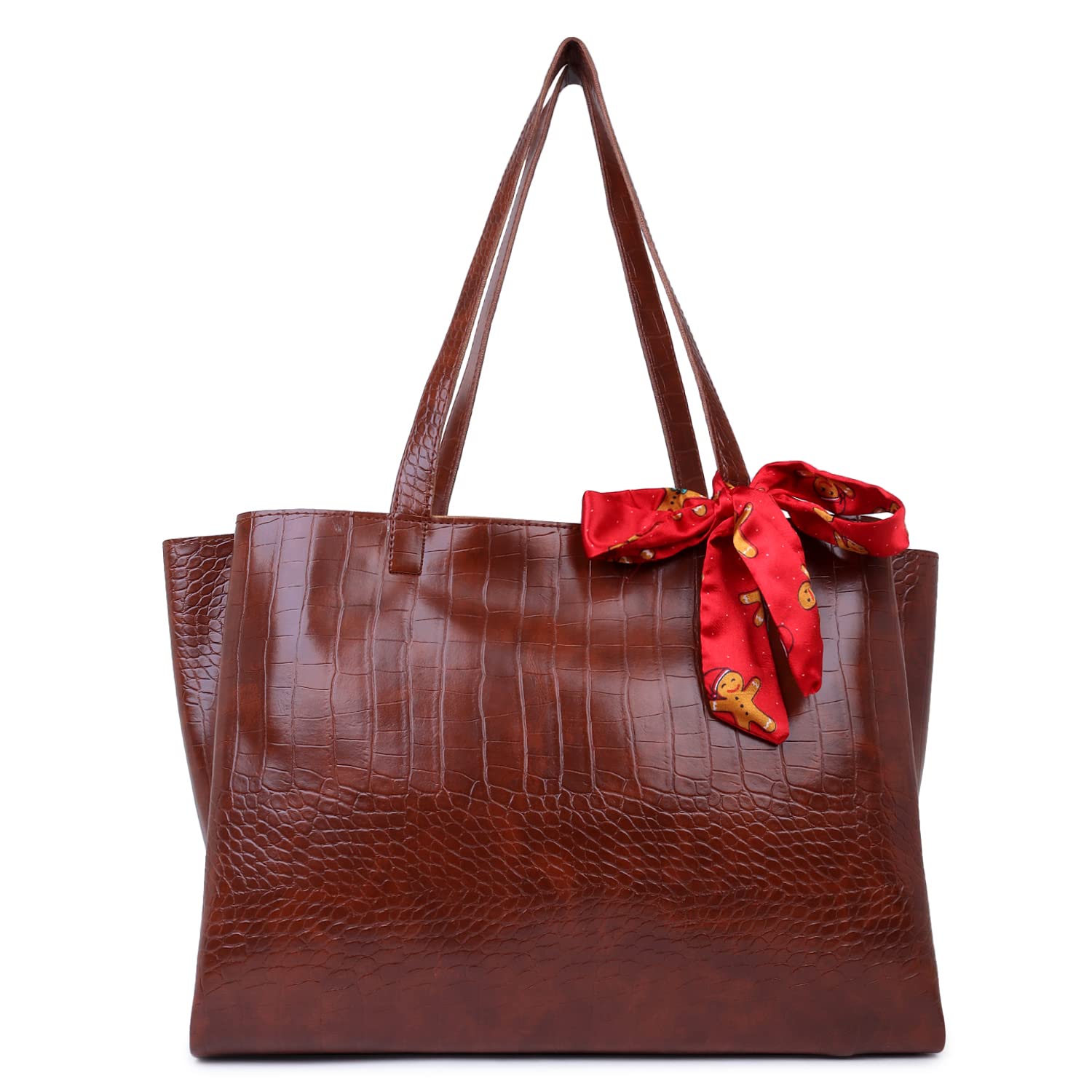 Kinoz Stylish Casual Look Croco Printed Tote With stylish ribbon Bag For Girls And Womens Handbag (Coffee) (B0C3XMHNRL) Amazon Price History, Amazon Price Tracker
