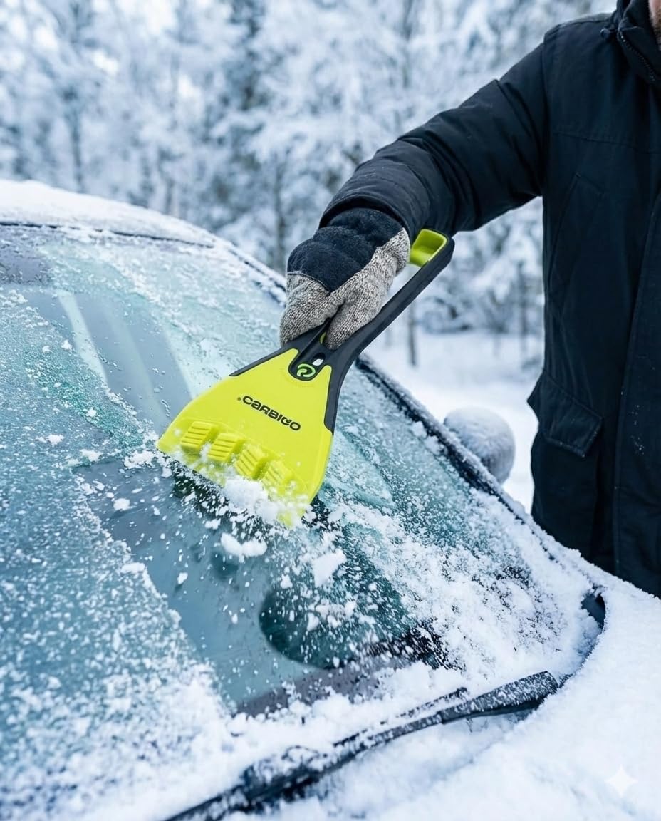 Carbigo Skrobaczka do lodu I Kompaktowa skrobaczka do lodu do samochodu do -30° I Mocny skrobak do lodu, z wzmocnionymi krawędziami do łamania lodu I Skrobaczka do szyb samochodowych specjalnie do