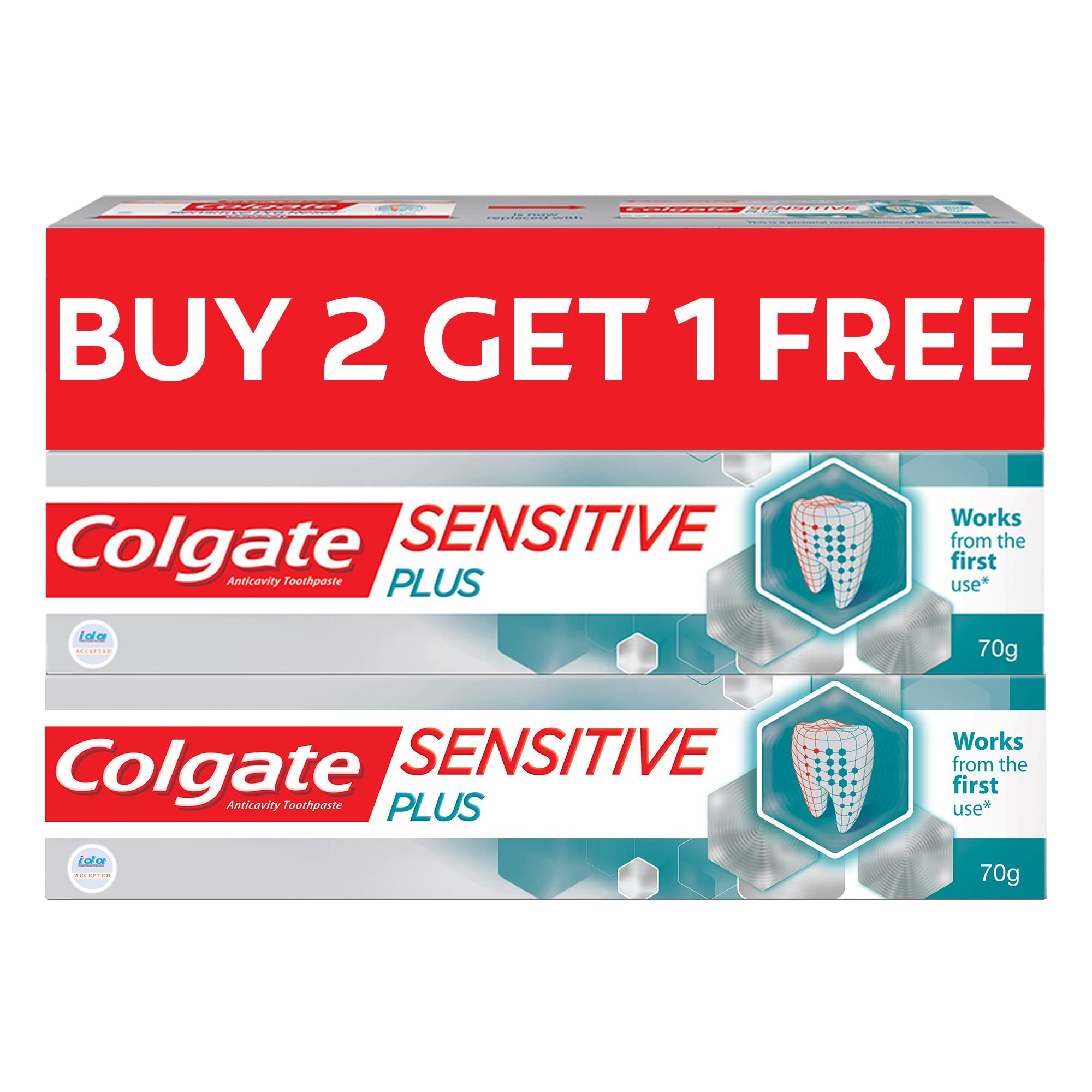 Colgate Sensitive Plus Sensitivity Relief Toothpaste for sensitive teeth, 210g (Buy 2, Get 1 Free) , with Pro Argin formula for Instant Relief from tooth sensitivity-image-46