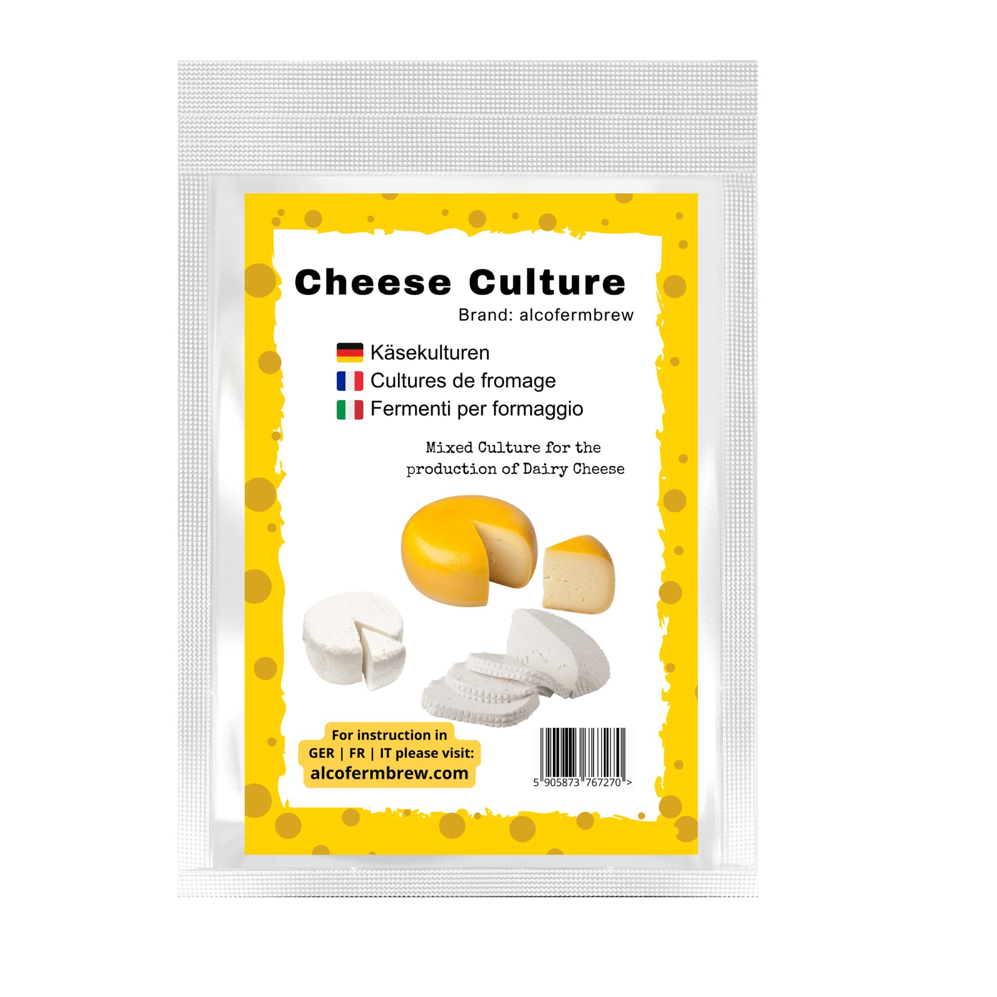 Alcofermbrew Cheese Culture - All Purpose Cheese Culture - Cheese Starter, Dried Culture, Cheese Ferment (Cheese Culture - All Purpose)