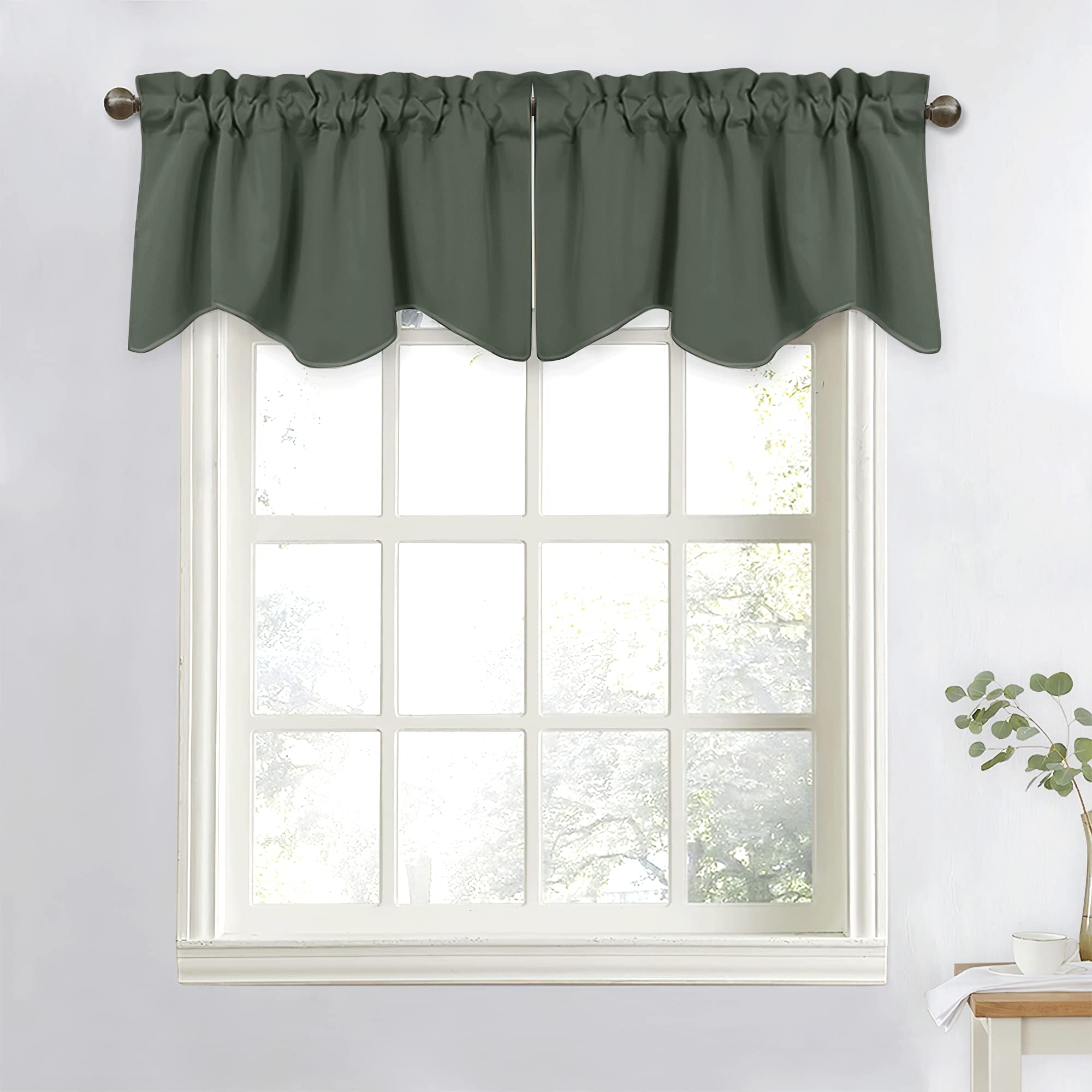 NICETOWN Valance Curtains for Kitchen Blackout Thermal Insulated Solid Rod Pocket Window Curtain Valance for Living Room/Bedroom/Thanksgiving, Dark
