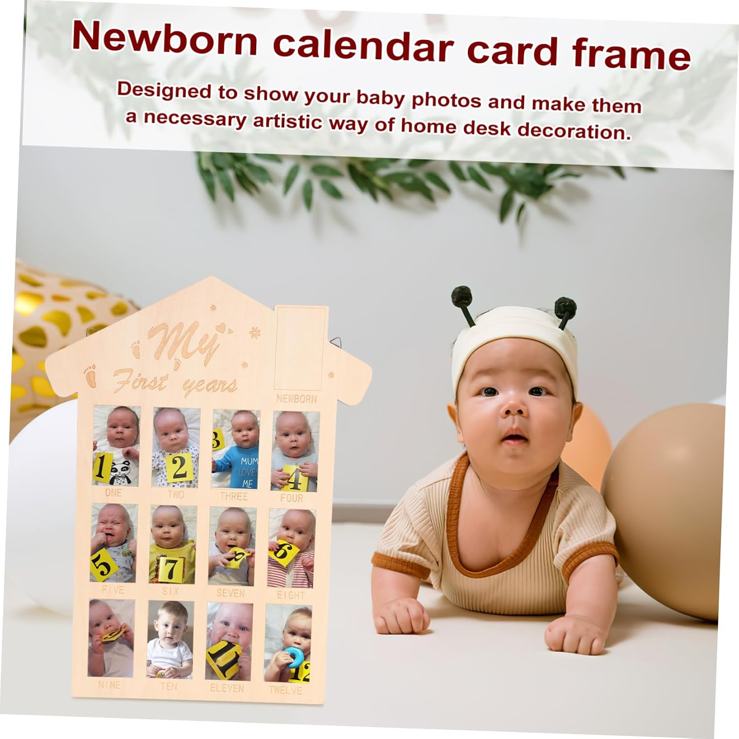 Totority Wooden Keepsake Picture Frame for Birthday Photo Board Nursery Decoration Compact Design for Displaying Cherished Memories