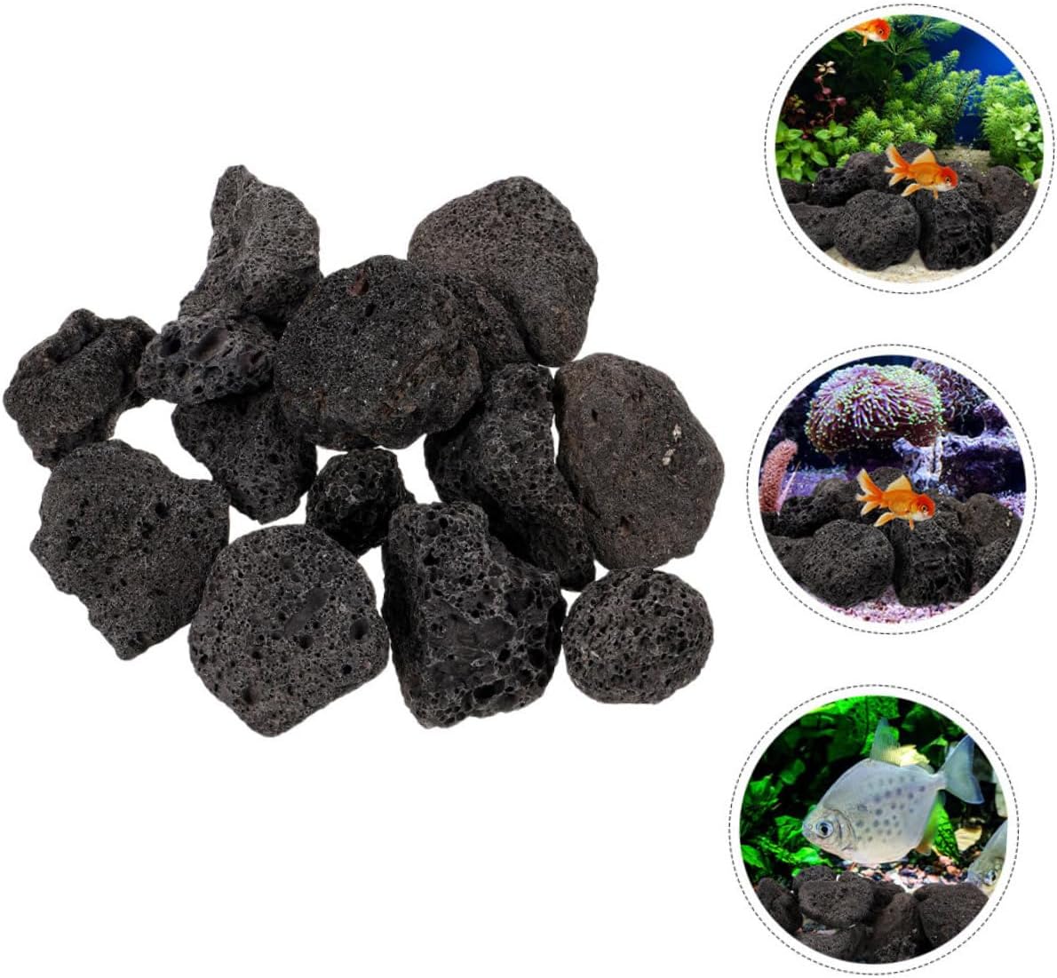 Alasum Natural Volcanic Stone Aquarium Rocks 1000g Bag Breathable Porous Volcanic Decorative Stones for Fish Tank Landscaping and Planter Decoration