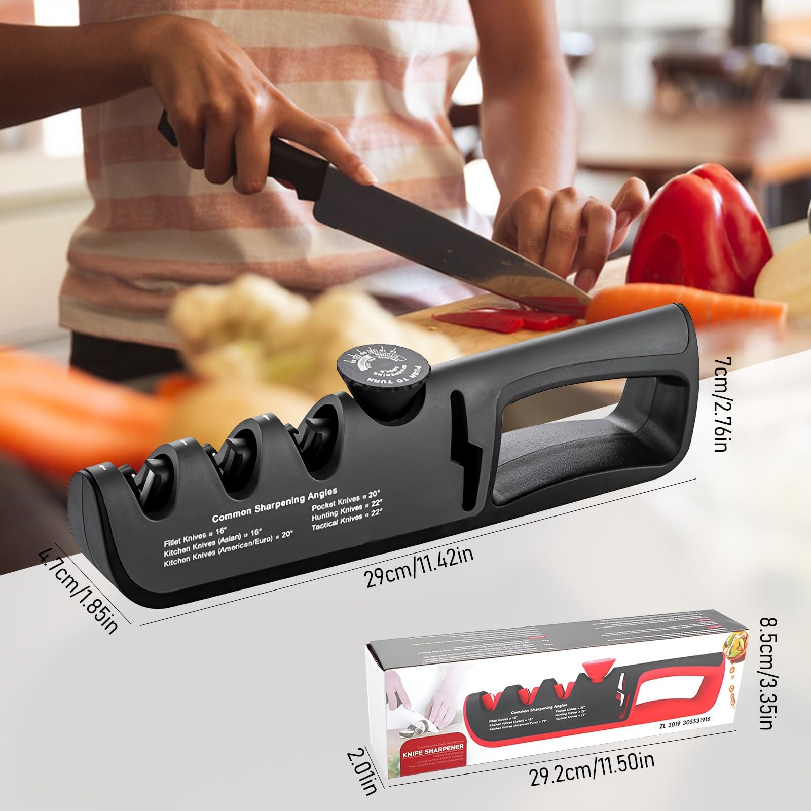 Aiguiseur De Couteaux Manuel 4 En 1 – 6 Angles Réglables (14° à 24°), Base Antidérapante, Pour Couteaux De Cuisine Et Outils - 5