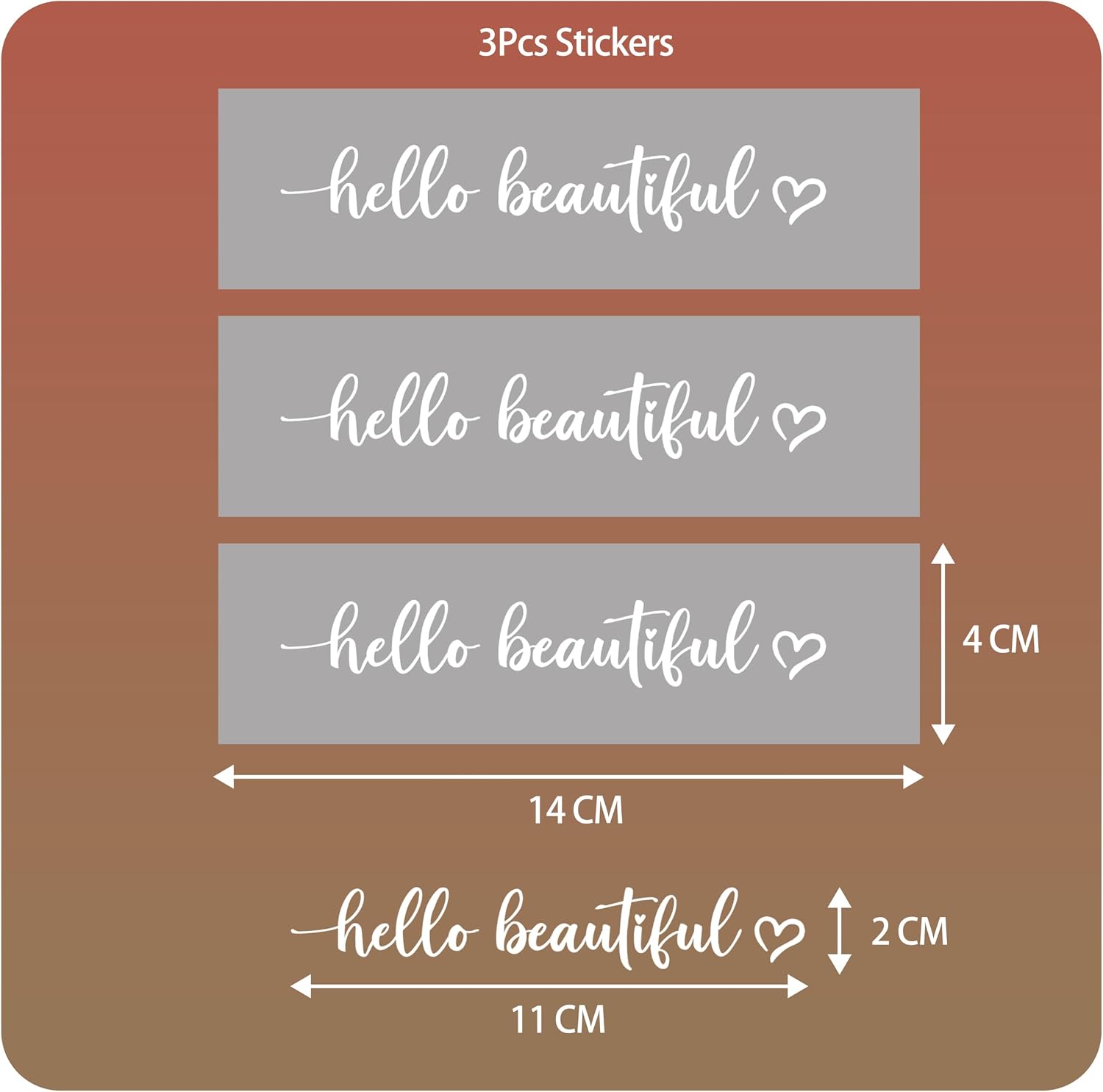 3Pcs Hello Beautiful Car Stickers,Rearview Mirror Accessories Car Stickers and Decals for Women, Hello Beautiful Car Decals, Stocking Stuffer Gifts Idea image 2