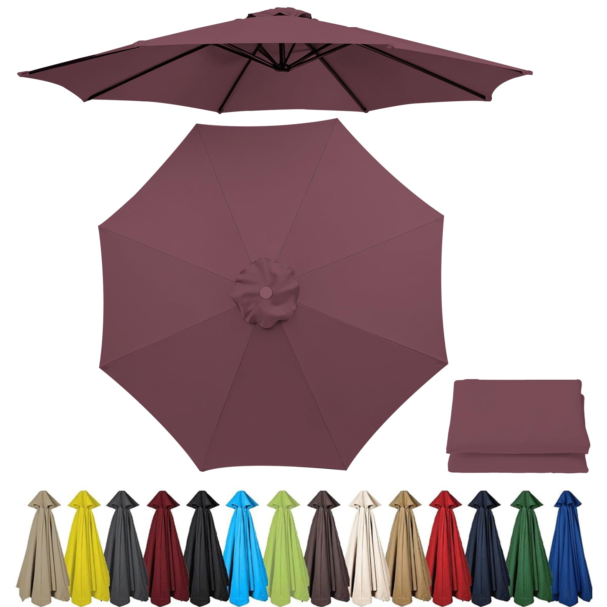 Zteiuqx 2m/2.3m/2.5m/2.7m/3.0m/3.5m Parasol Replacement Canopy and Fabric Cover for Garden Umbrella, Umbrella Canopy Replacement Outdoor 6/8 Rib — image 1