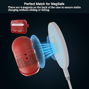 for AirPods Pro 2 Case, Hard Protective Cover,Compatible with AirPods Pro 2nd/1st Generation Case, Compatible with MagSafe, Magnetic Secure Automatic Lock with Cleaner Kit (Red)