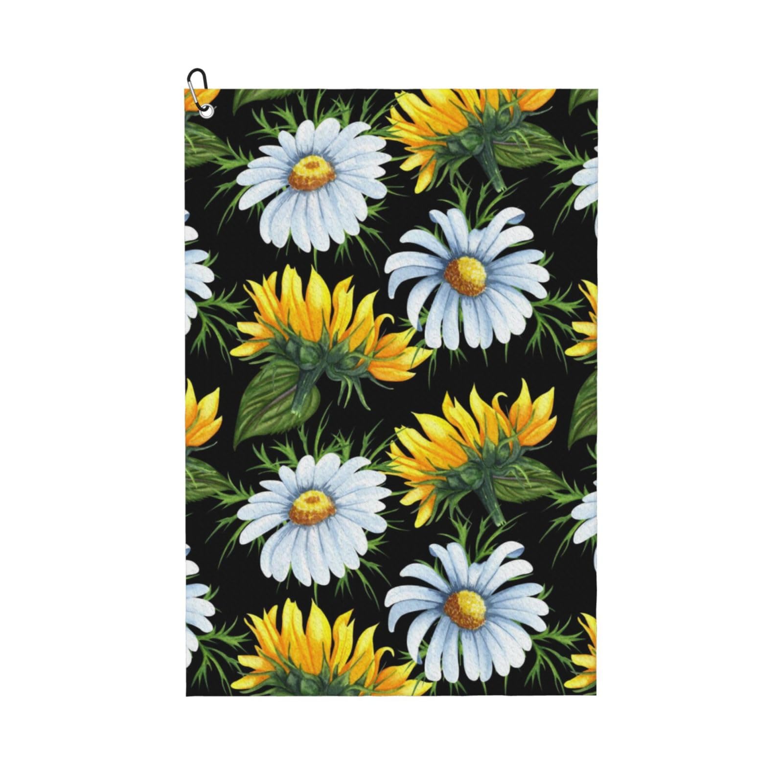 Sunflower Daisy, 16x24 in Portable Waffle Golf Towels with Carabiner Clip for Golf Bag
