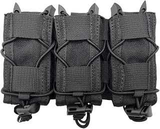 Triple Pistol Mag Pouch, Universal Molle Tactical Handgun Magazine Holster Carrier Compatible with 9mm/.40/.45/.380 Calibers/Glock/Springfield 1911 - Ynleuxgs